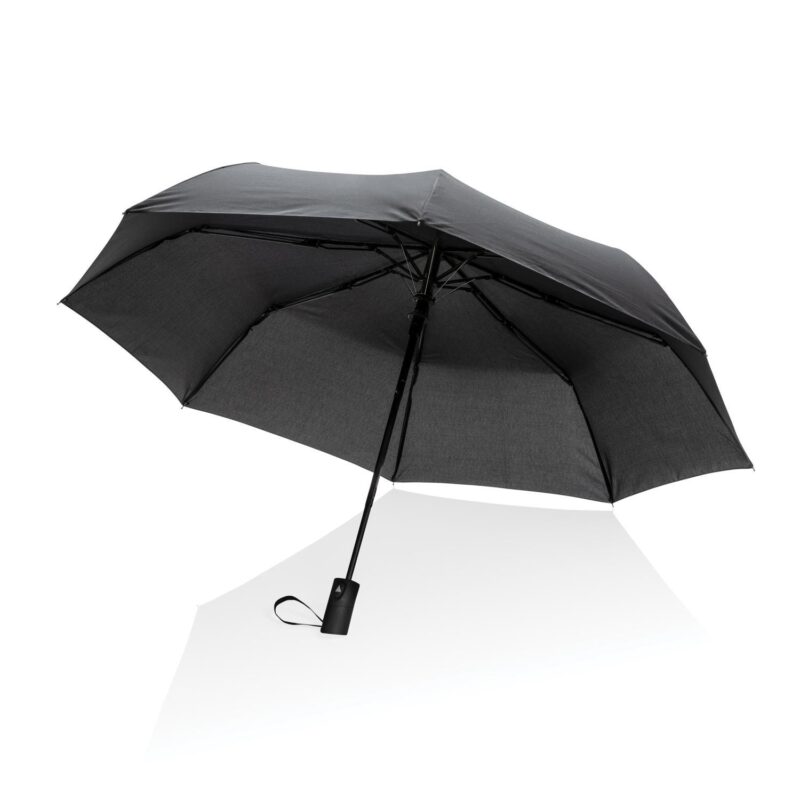 21" Impact AWARE™ RPET 190T Mini Auto Open Umbrella - Black