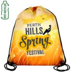 "LASSEN" 14" W x 17" H Recycled RPET Full Color Import 210D RPET Drawstring Cinch Pack Backpack