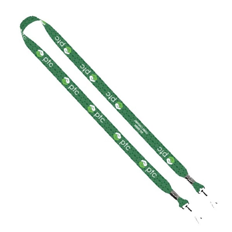 3/4" rPET Dye-Sublimated Double-Ended Lanyard With Metal Crimp and Swivel Snap Hook - 1